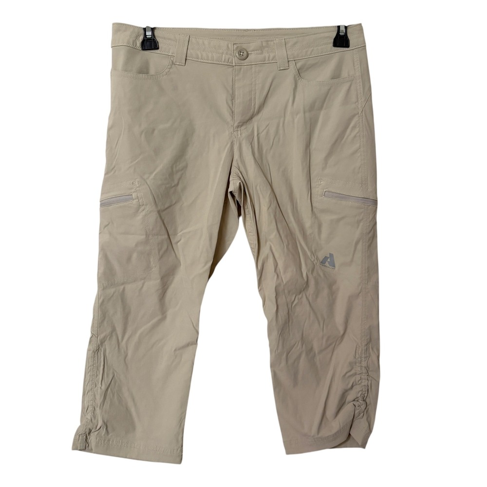 Eddie Bauer Womens 8 First Ascent Capri Pants Tan Hiking Utility Cargo Cropped
